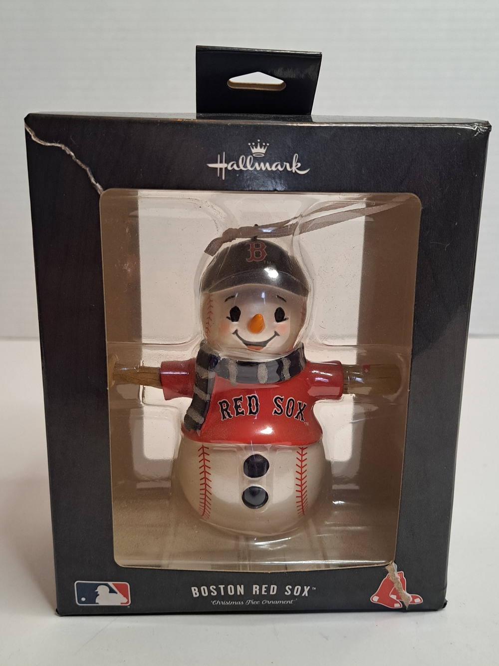 Hallmark MLB Boston Red Sox Snowman Christmas Tree Ornament Uniform Bat